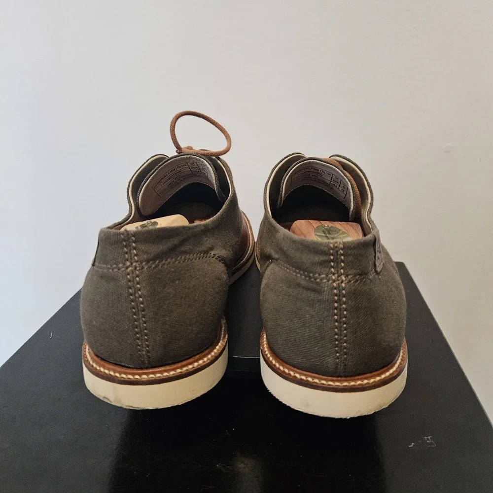 Lacoste Men's Sherbrooke Oxford Leather Canvas Brown Shoes Size 12